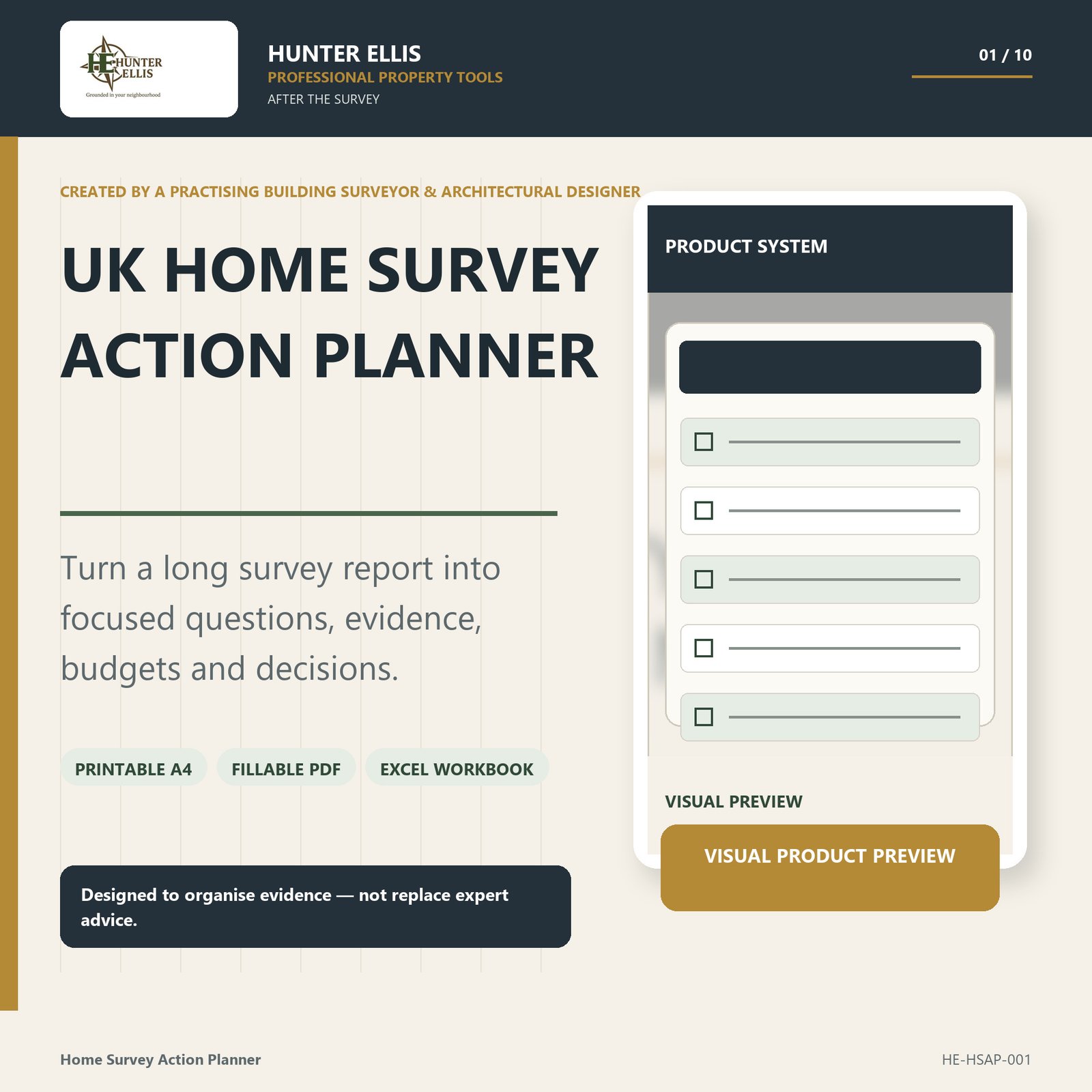 Hunter Ellis UK Home Survey Action Planner cover