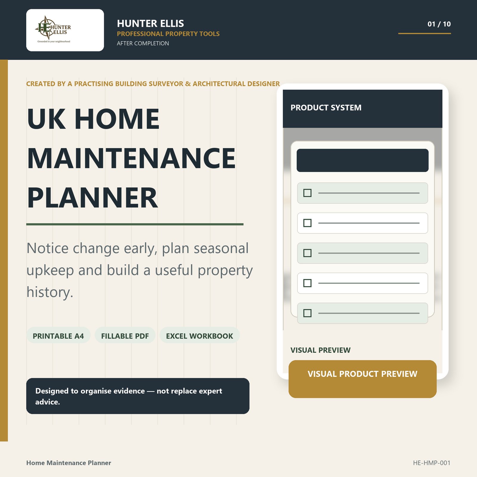 Hunter Ellis UK Home Maintenance Planner cover