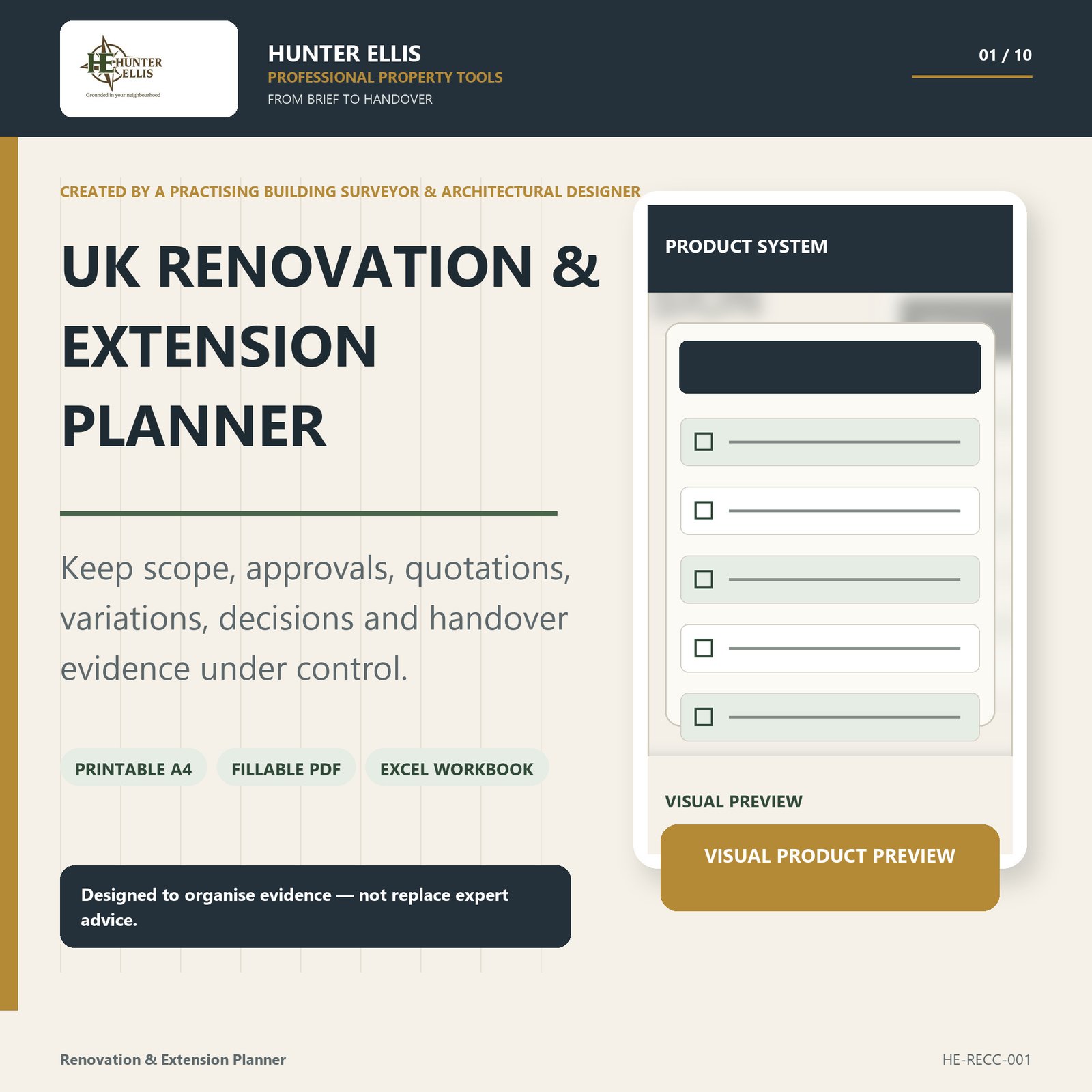 Hunter Ellis UK Renovation and Extension Planner cover